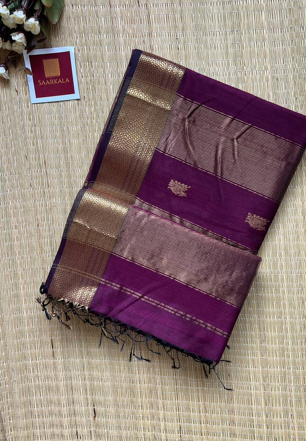 Morni Wine Maheshwari Handloom Silk Cotton Saree