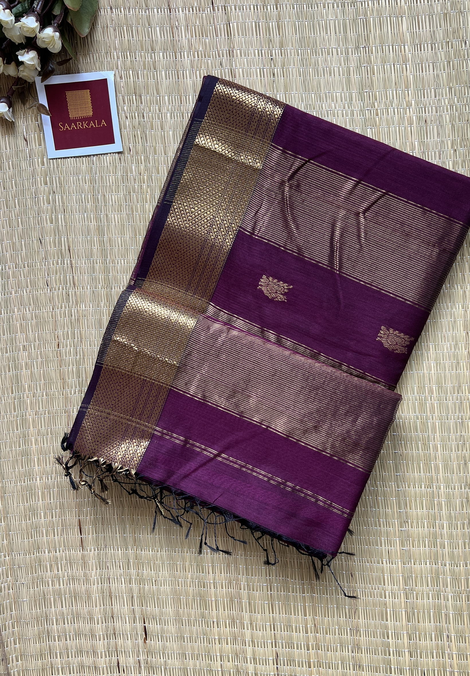 Morni Wine Maheshwari Handloom Silk Cotton Saree