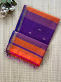 Chameli Orange Purple Maheshwari Handloom Saree