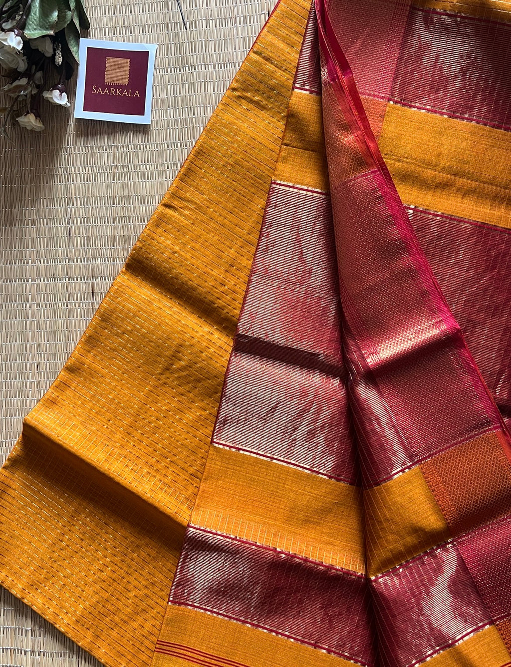 Magenta  & Mustard Handloom Saree Combo Set of 2