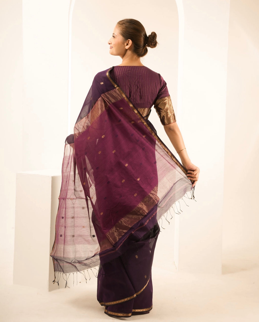 Chameli Purple Pink Maheshwari Handloom Saree