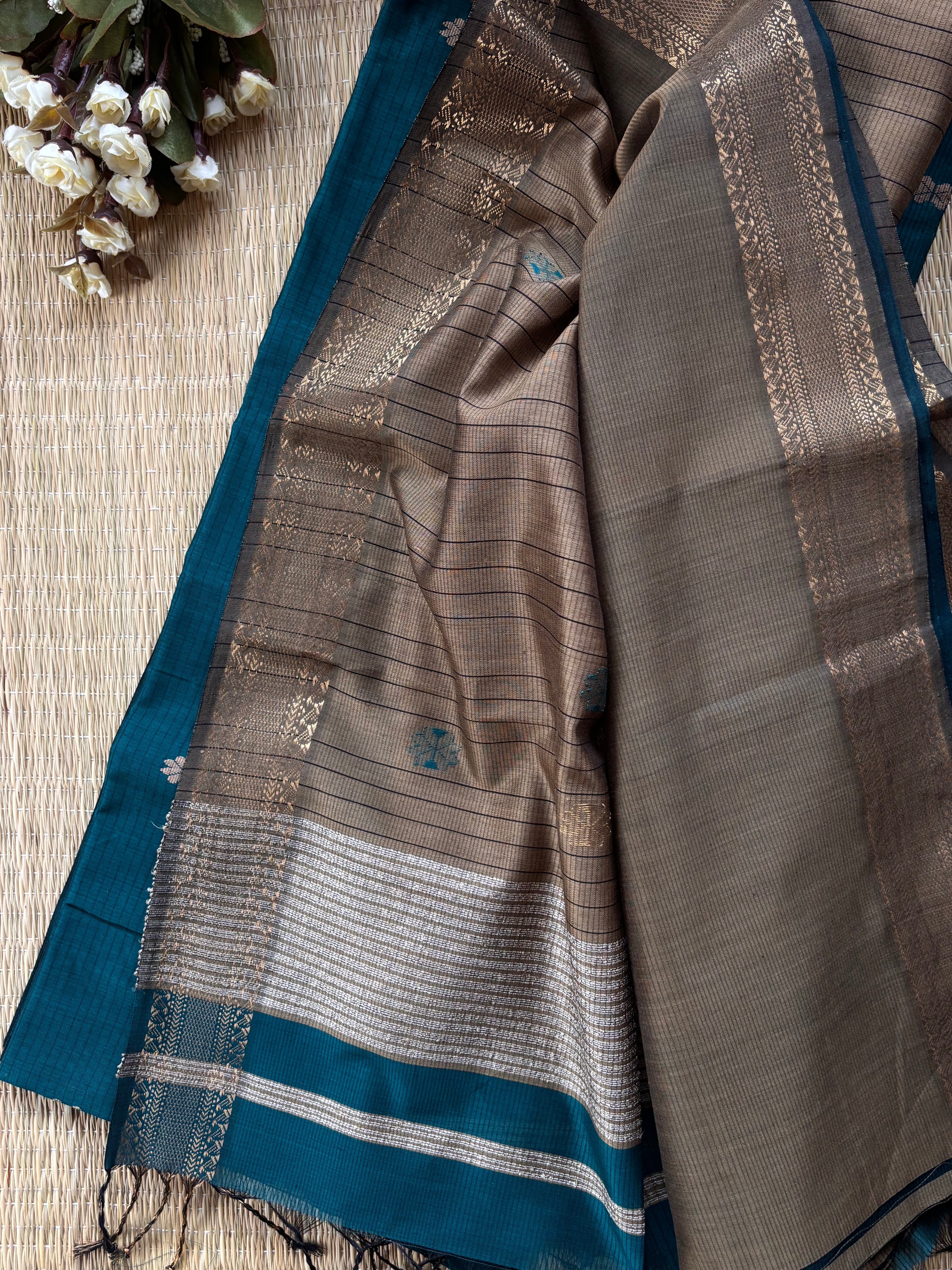 Rama Tussar Maheshwari Handloom Saree