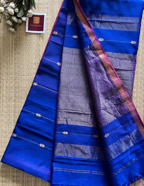 Blue Shaded Dual tone Maheshwari Silk and cotton saree