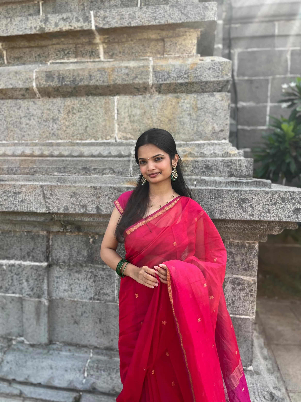 Harshini Gulabi Noor Maheshwari Handloom Saree
