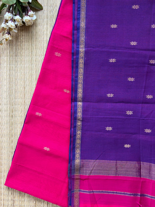 Chameli Fuchsia Pink Purple  Maheshwari Handloom Saree