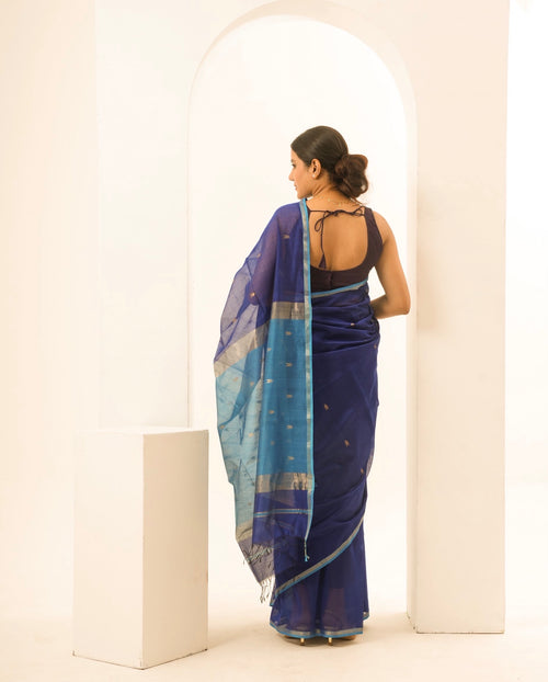 Arrow Blue Maheshwari Handloom Saree