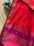 Lotus Rust Magenta Pallu Maheshwari Handwoven Saree