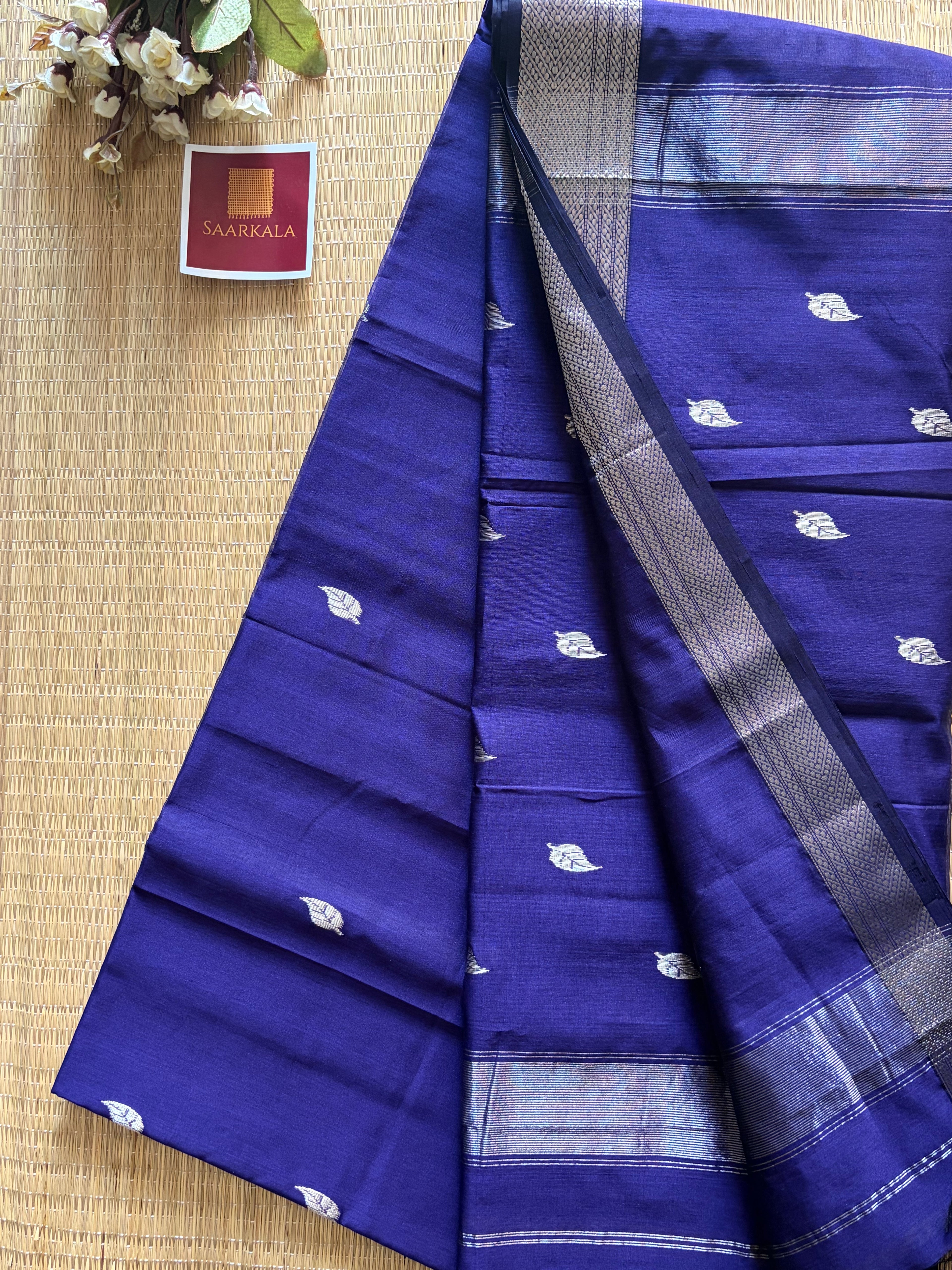 Patti Purple Maheshwari silk and cotton Saree